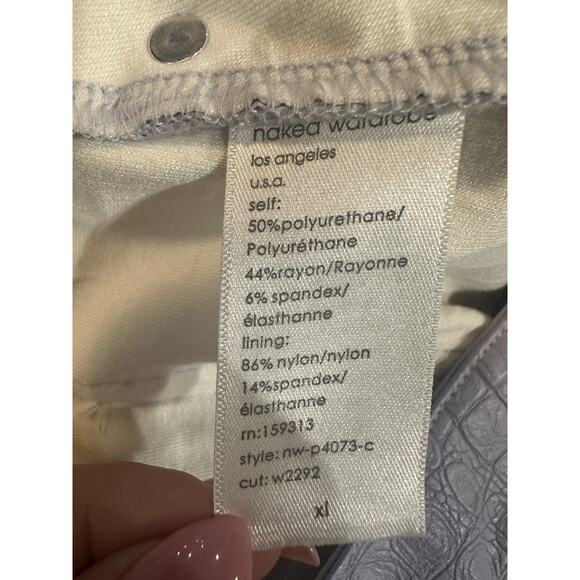 Naked Wardrobe Purple Faux Croc Leather High Rise Straight Leg Pants Size XL EUC - Picture 12 of 15